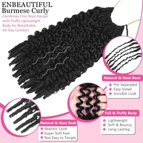 9 Pack 14 Inch Burmese Curly Crochet Hair - Nat&Silk Fiber, 1B