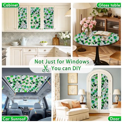 Rainbow Stained Glass Window Privacy Film - Ivy Jade 35x157, Heat Blocking & UV Protection