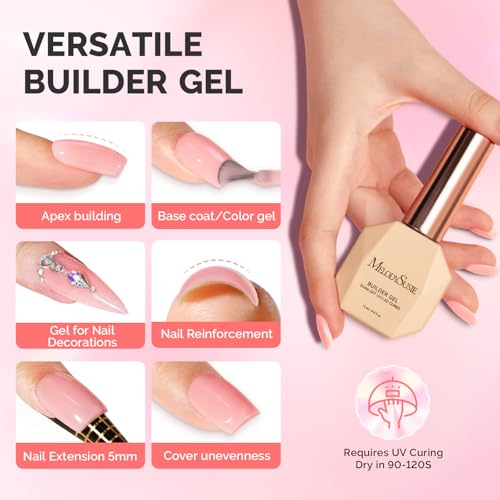 Builder Gel Set - Clear, Jelly, Nude Pink & 6 Colors - Versatile Nail Extension & Thickening