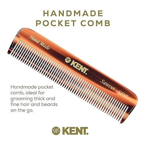 Kent Tortoise Fine Tooth Handmade Pocket Comb 3 Pack Tortoise Shell Style