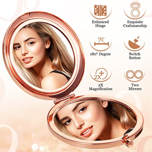 Cindeer 24 Pcs Rhinestone Compact Mirrors with 2x/1x Magnification – Multi Colors, 70mm