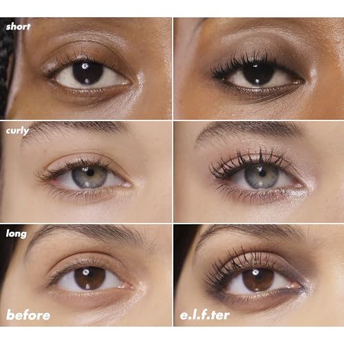 e.l.f. Incredi-Curl Mascara, Volumizing Mascara For A Bold, Lasting, Lifted Curl, Smudge-Resistant Formula, Vegan & Cruelty-Free, Pitch Black