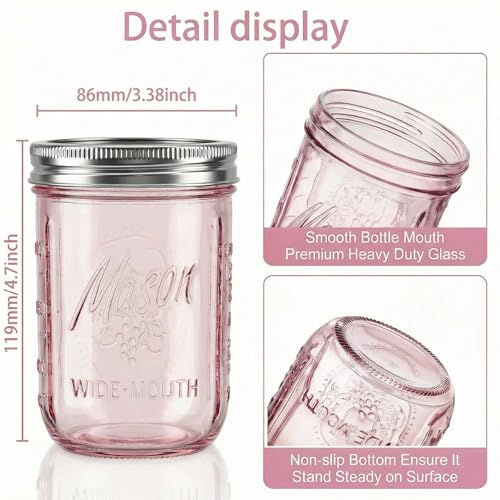 WELLIFE 12-Pack Mason Jars 16 oz with Lids ? Wide Mouth Glass mason jars, Airtight Leak-Proof canning jars 16 oz for Food Storage, Fermenting, Pickling, Freezing, and Crafts