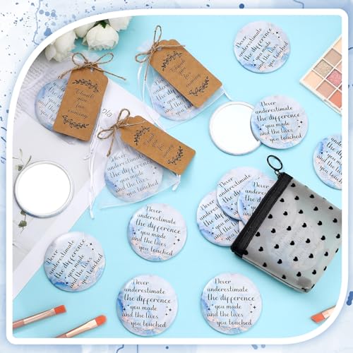 Tradder Gold and Blue 50-Piece Inspirational Compact Mirrors Bulk Set