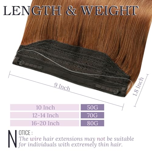 Full Shine Invisible Wire Hair Extensions 10 Inch Ginger Remy Human Hair