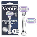 Gillette Venus Deluxe Smooth Platinum Razor + Refills - Women’s 5-Blade Shaving Set