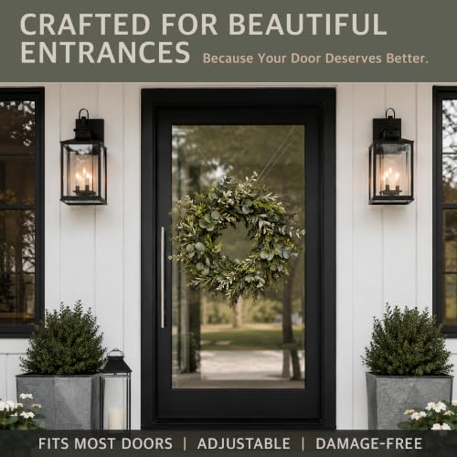 Zip 'n Hang Wreath Hanger for Front Door, White, 3 Pack - Damage-Free Door Decor