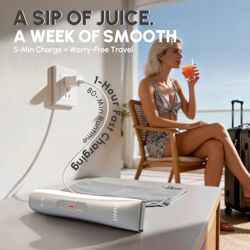 Dual Head Bikini Trimmer for Women - Electric Razor for Body & Facial Hair, IPX7 Waterproof, Painless Ceramic Blade, Rechargeable, Wet & Dry Use, Travel-Friendly, Gift for Her(White)