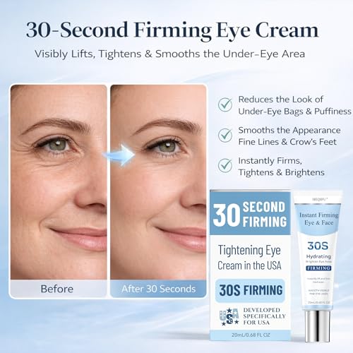 30S Instant Firming Eye Cream & Face Cream | Instant Eye Firming | Smoothes Wrinkles, Reduces Puffy Eye Bags & Fine Lines | Facial Anti-Aging & Wrinkle-Reducing Serum (Unscented)