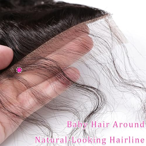 Deep Wave Lace Closure Human Hair 14 Inch 150% Density Brazilian Unprocessed Pre-Plucked