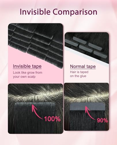 Pinkpearl Invisible Tape in Hair Extensions - 20pcs 20 Inch Balayage Walnut to Ash & Blonde