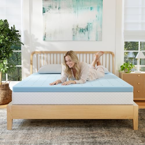 Blue King Memory Foam Mattress Topper - 3 Inch Cooling Gel Infused