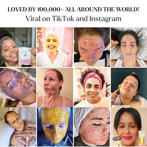 Jelly Face Mask for Facials - Rose + Hyaluronic Acid (Pack of 2) - Hydrating Glowing & Nourishing - Free Jade Roller & Spatula - Professional Hydrojelly Masks -Perfect for Vajacial - 46 Oz Jar