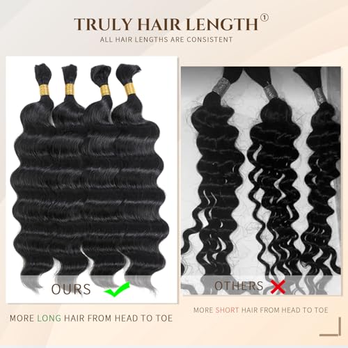 DMKEEP Natural Black Loose Wave Human Braiding Hair 20 Inch - Bundles for Boho Braids