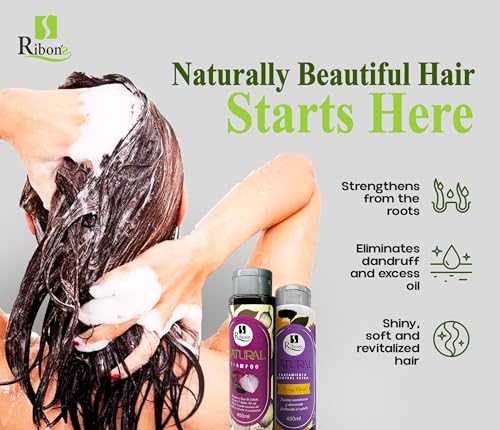 Natural Hair Growth Shampoo & Conditioner Set - Anti-Hair Loss Nourishing Formula with Onion Rosemary Aloe Vera 450ml Each