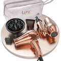 LURA Rose Gold Foldable Dual Voltage Travel Hair Dryer with Diffuser & Concentrator