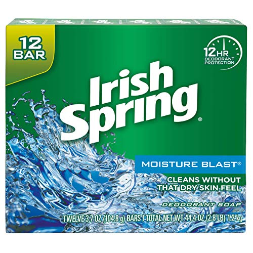 Irish Spring Moisture Blast, Moisturizing Bar Soap, 3.7 Ounce, 12 Bar Pack