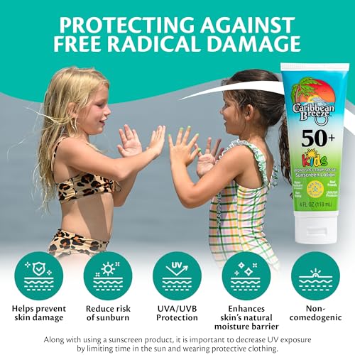 Reef Friendly Kids Sunscreen SPF 50, Mango Lime Scent Body Lotion, Rich in Anti-Oxidants, Water Resistant Up to 80 Minutes, Broad Spectrum, 4 oz, 2 Pack