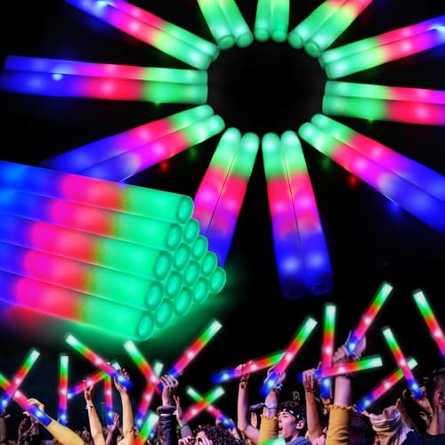 165PCS Foam Glow Sticks Bulk with 3 Light Modes - Party Pack for Weddings, Halloween, New Year