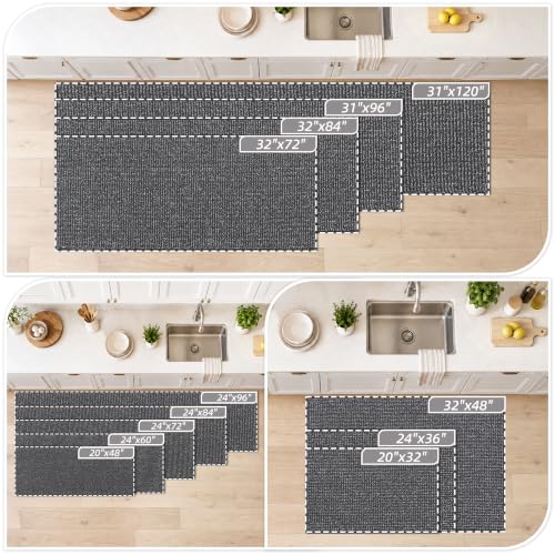 Kitchen Runner Rug 24x96 Charcoal Non-Slip Absorbent Floor Mat