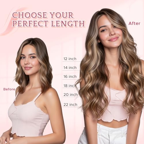 12 Inch Clip-In Hair Extensions #12P613 Golden Brown Blonde Mixed - V-Shaped Weft
