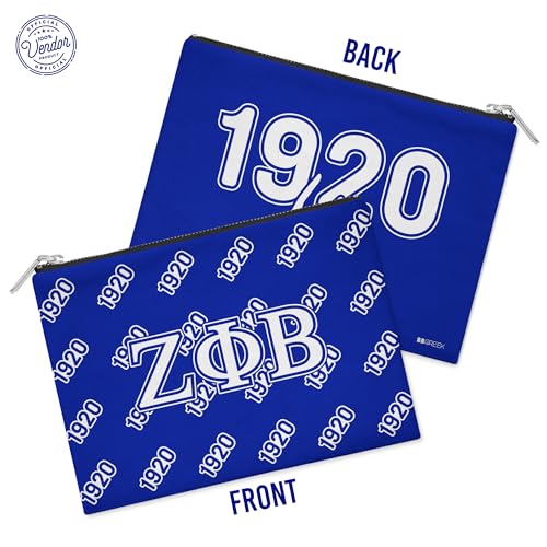 Zeta Phi Beta Sorority Paraphernalia - Official Vendor - Flat Makeup Bag - Accessory Bag - Greek Letters