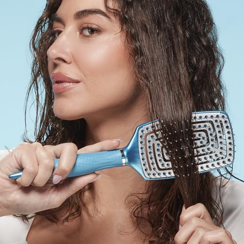 Vented Paddle Brush for Blow-Drying - Nano Titanium Ceramic Coated, Frizz Control