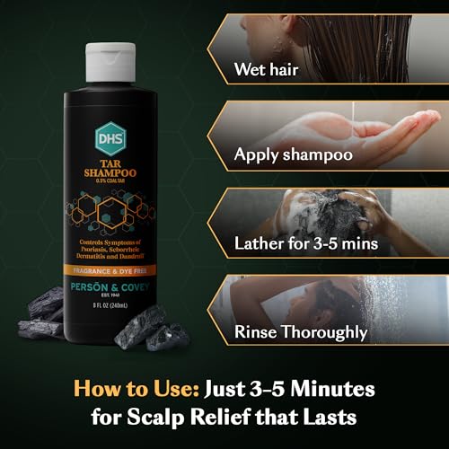 DHS Coal Tar Shampoo Unscented 8 Fl Oz Pack of 3 - Scalp Care for Itching & Dandruff