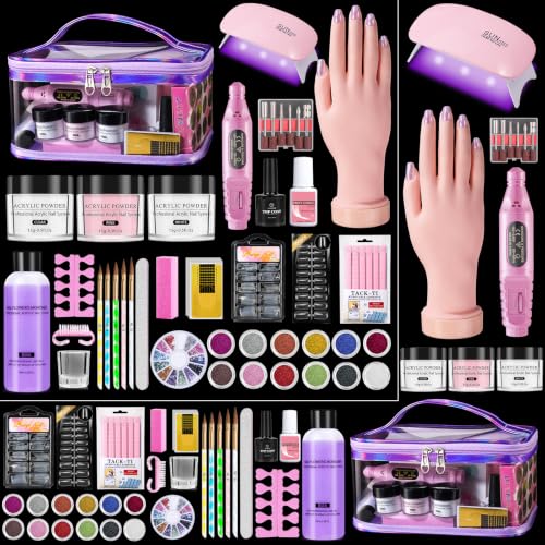 Purple Nail Kit for Beginners with Practice Hand & Storage Bag