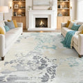 9x12 Beige Washable Non-Slip Area Rug for Living Room - Vintage Style