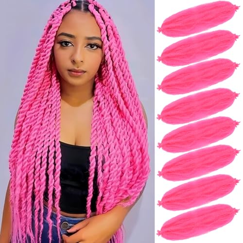 Pink Afro Twist Hair 8 Packs 24 Inch Synthetic Springy Braiding Extensions