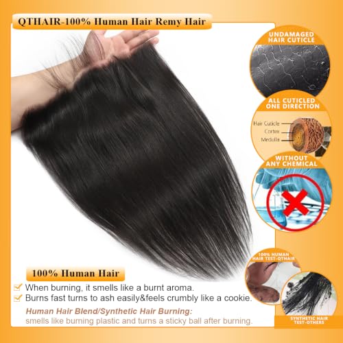 14-Inch Natural Black HD Lace Frontal Human Hair 20A Brazilian Straight Pre-Plucked