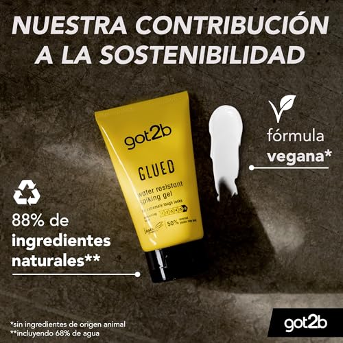 got2b Glued Water Resistant Spiking Gel 150 ml, Glued Spiking Gel for up to 72h Ultra Strong Hold, Water & Sweatproof, For Extreme Hairstyles, Vegan* Formula