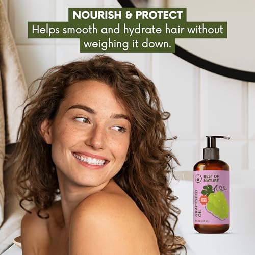 Grapeseed Oil 64 Fl Oz - Lightweight, Fast-Absorbing Body & Face Moisturizer (Pack of 1)