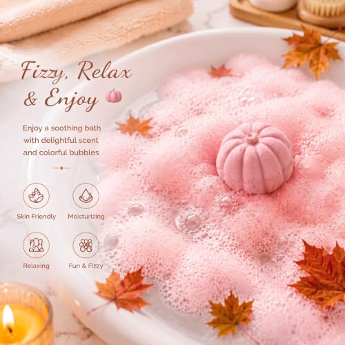 Lounsweer 50 Pink Pumpkin Bath Bombs Fall Baby Shower Favors - Autumn Gift Set