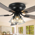 52 Inch Flush Mount Farmhouse Ceiling Fan with Lights and Remote - Variation 5215