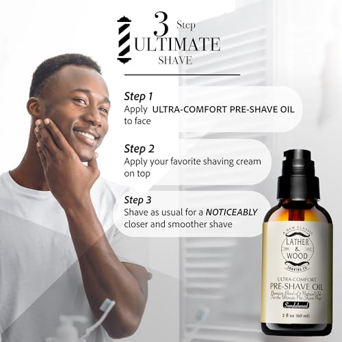 Pre-Shave Oil with Sandalwood - 2 Fl Oz Natural Gentle Shaving Oil for Men & Head