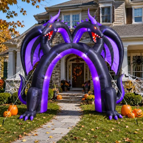 10FT Inflatable Dragon Archway Halloween Decor with LED Lights