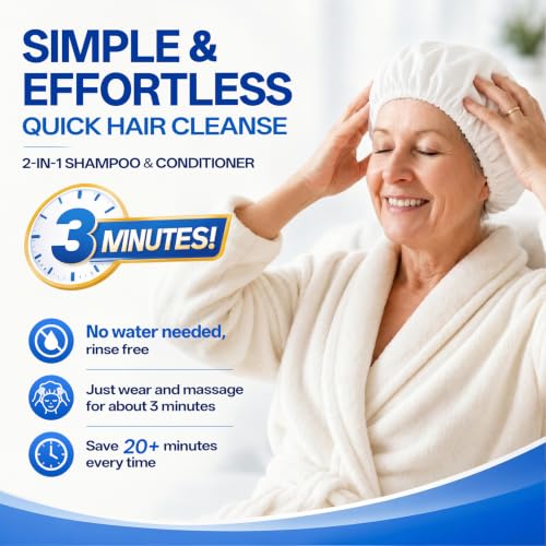 Tolnetr 20 Pack No-Water Rinse Shampoo Caps Microwavable for Bedridden Patients
