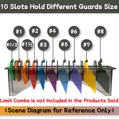Clipper Guard Holder£¬Clipper Holder with 10 Slots Barber Accessories Barber Supplies Professional Organizer Hair Clipper Guards Set Fits for Clipper Guard with Color Coded£¨1/16"-1"£©