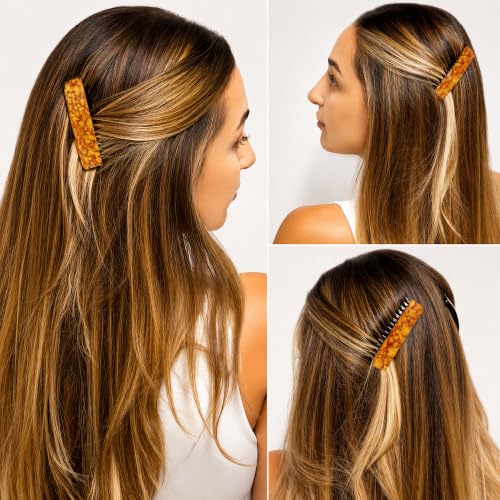French Twist Hair Side Comb - Amber Small 3-Inch French Hair Clips for Women