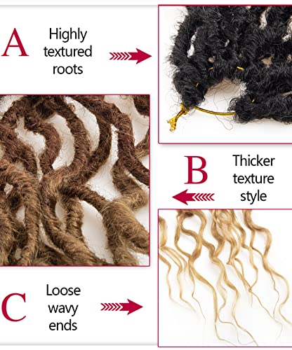 BEkjdiof Faux Locs Crochet Hair 24 Inch OT30/27, 6 Packs – Goddess Wavy Loc Braids