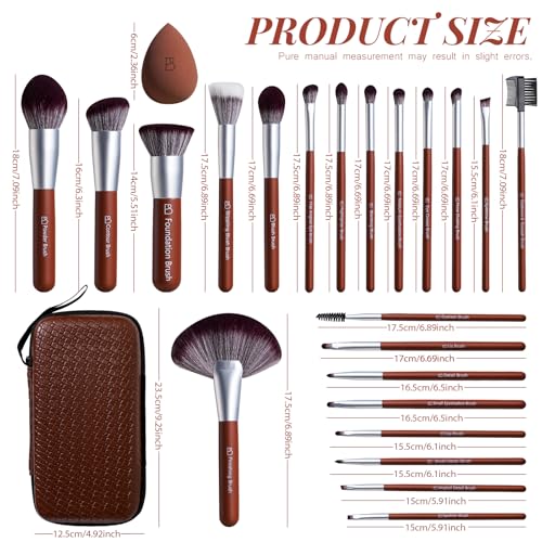 BS-MALL 22 Pcs Makeup Brush Set with 2 Sponges & EVA Case - Travel Friendly Professional Cosmetics Kit