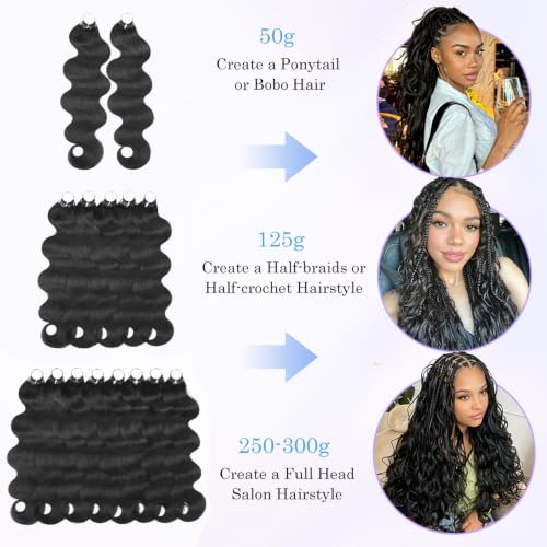 Crochet Human Hair Body Wave with Knots - 18 Inch, 50g - Unprocessed, Reusable