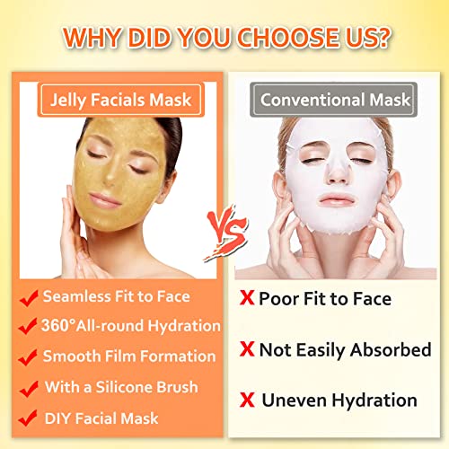 Jelly Mask Powder for Facials Care,Hyalorunic Acid 24k Gold Aloe Vera Jelly Masks for Facials Professional