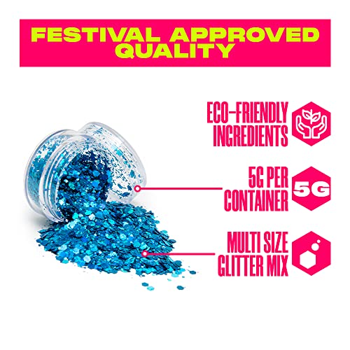 GloFX Biodegradable Multicolor Face & Body Glitter 4 Pack for Festivals & Cosplay