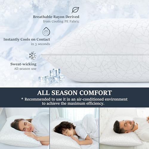COZSINOOR Queen Size Down Alternative Cooling Pillows Set of 2 - Soft, Fluffy, Breathable Hotel Quality Bed Pillows