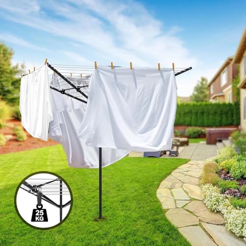 Heavy Duty Outdoor Umbrella Clothesline with 12 Lines & Adjustable Height