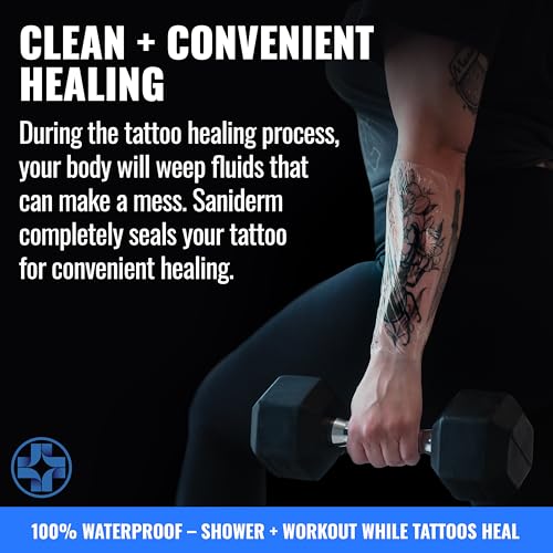 Saniderm Tattoo Aftercare Bandage 8 x 10 Inch Pack of 3 Waterproof Sterile Latex-Free