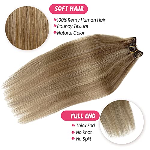 Valiilo 16 Inch Blonde Highlight Remy Clip-In Hair Extensions - Seamless 7-Piece Set